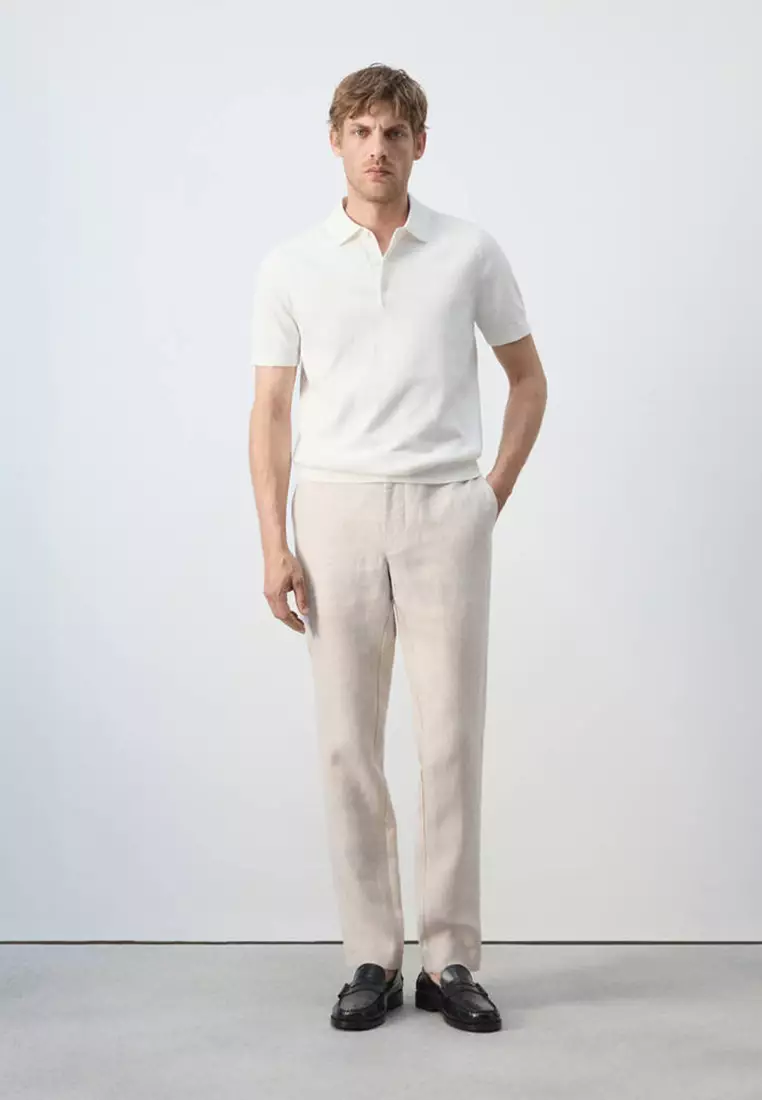 Slim-Fit 100% Linen Trousers