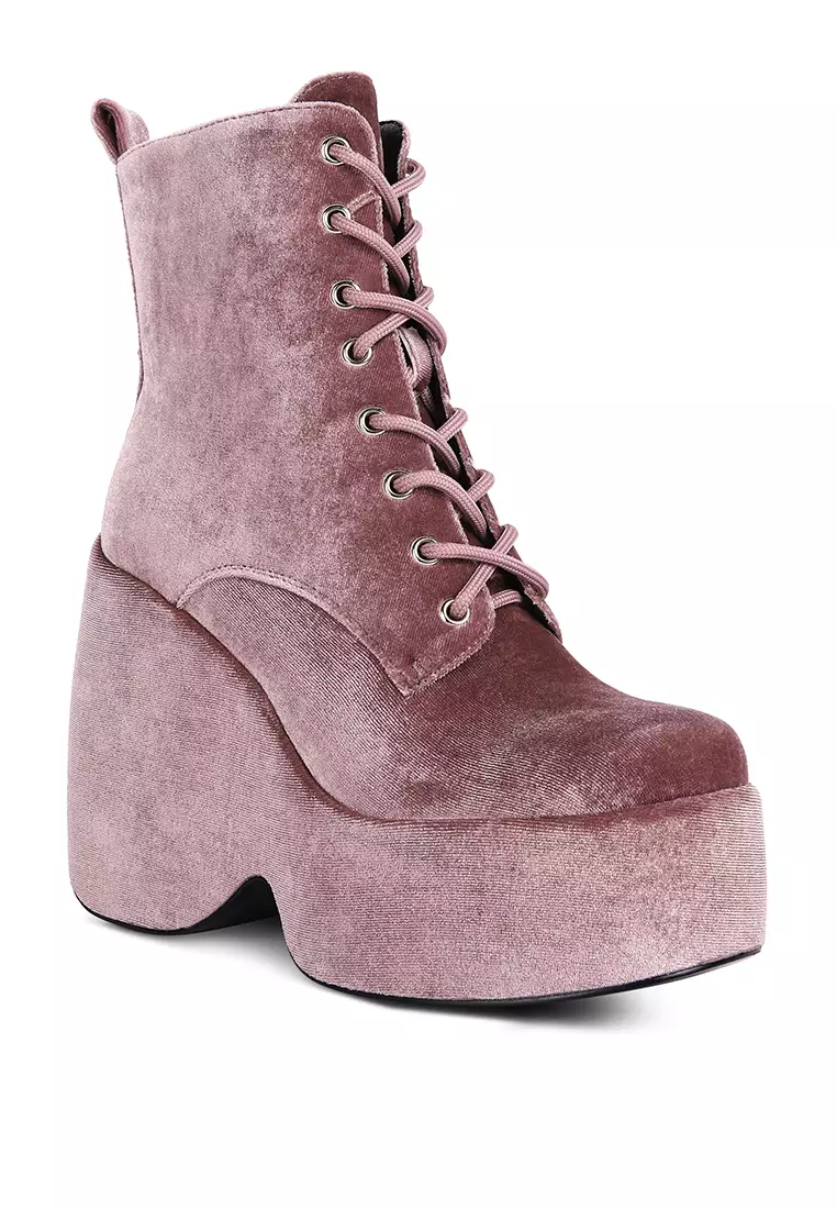 blush velvet booties