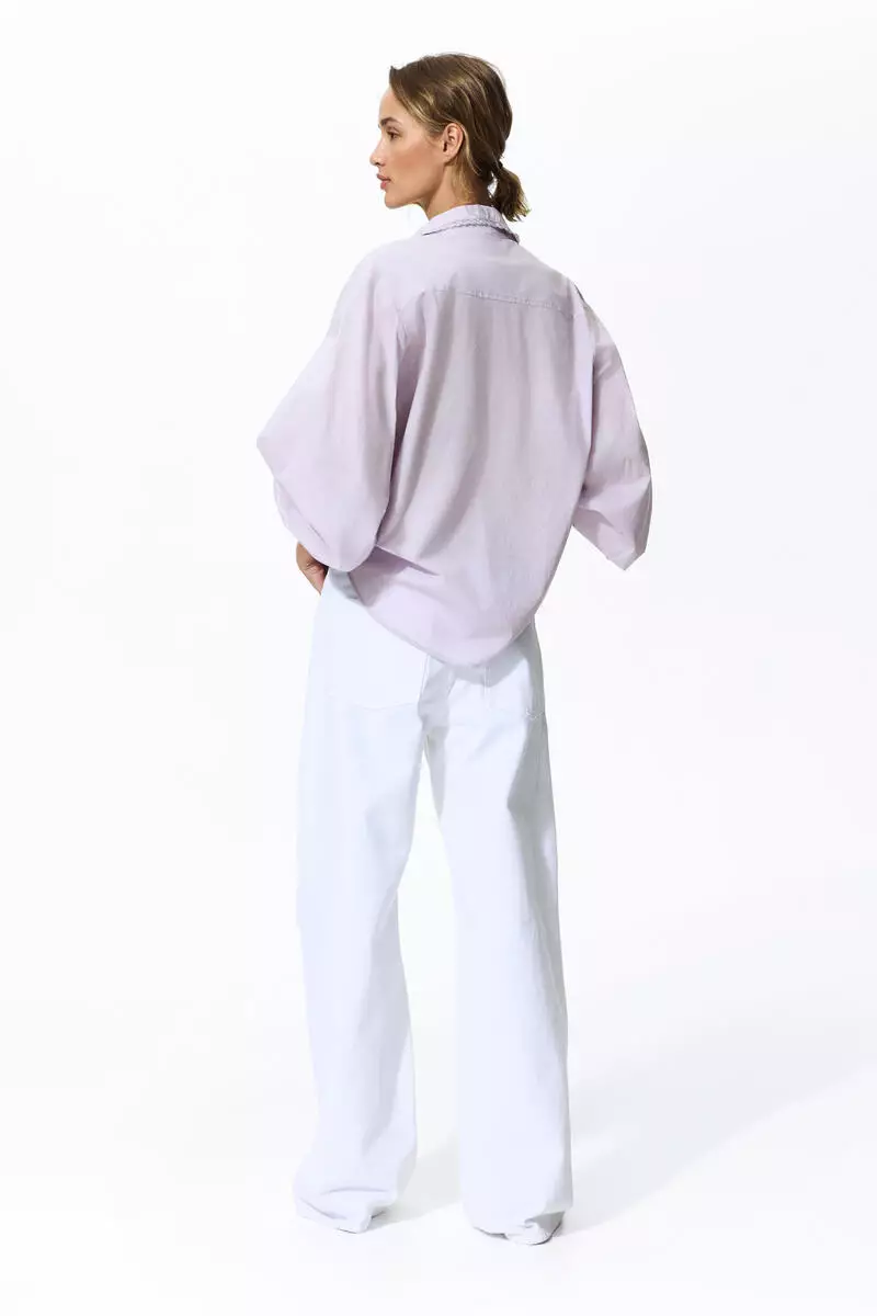Lace-trimmed cotton shirt