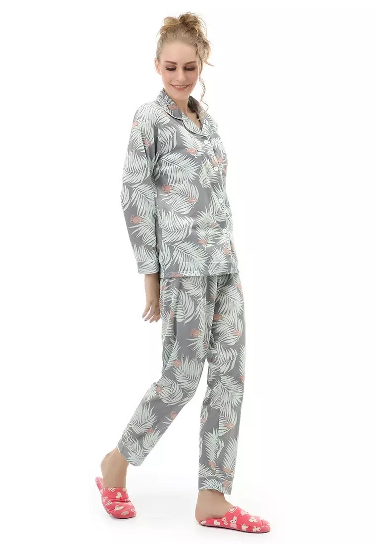 Vance Setelan Piyama Baju Tidur Wanita Lengan Panjang Motif Flamingash Material Cotton ORIGINAL - Multi Warna