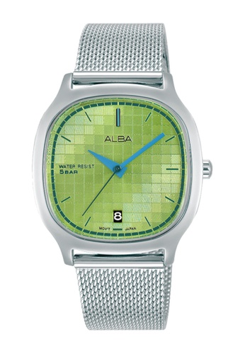 ALBA PHILIPPINES green and silver Lime Green Dial Stainless Steel Mesh Bracelet AG8L01 Quartz Watch 2D0E8AC68BA8CDGS_1