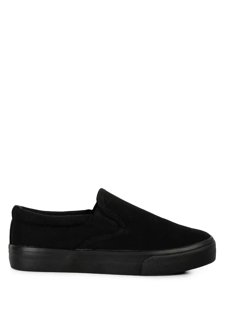 Discount on London Rag  shoes - SKU: Black Slip On Canvas Sneakers