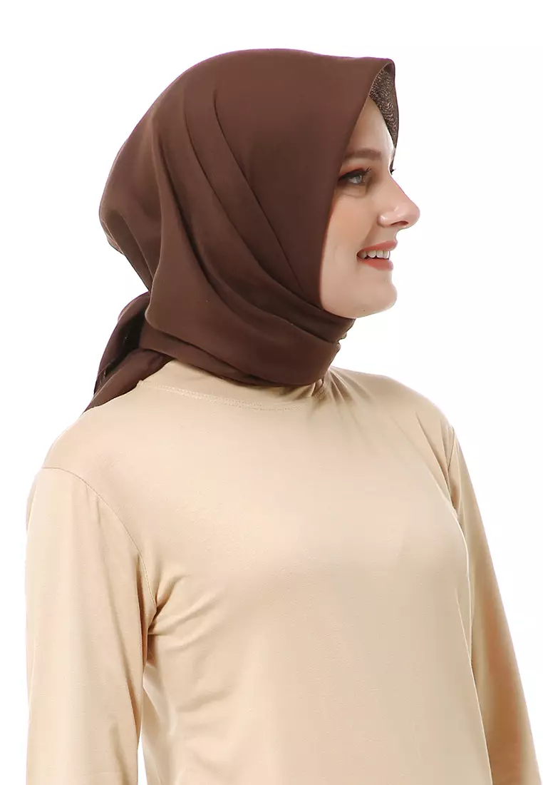 Vierra Jilbab Segiempat Paris Polos Premium Best Style - Dark Brown
