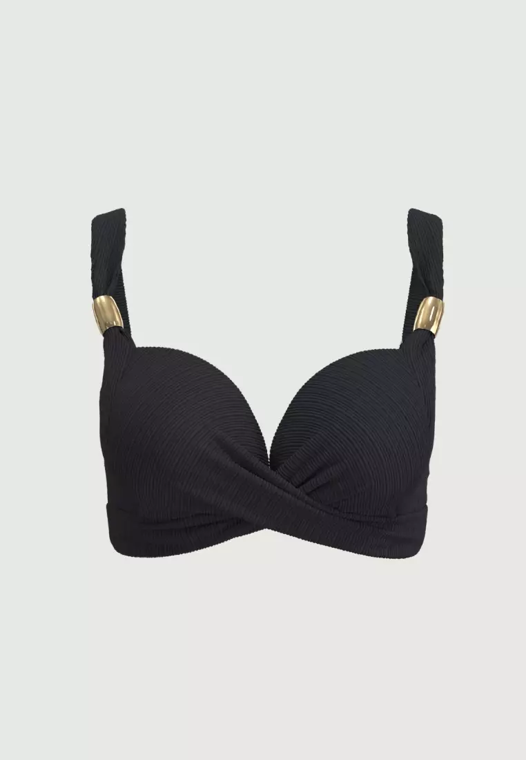 Maja Black Plus Cup Ring Strap Cross Front Top