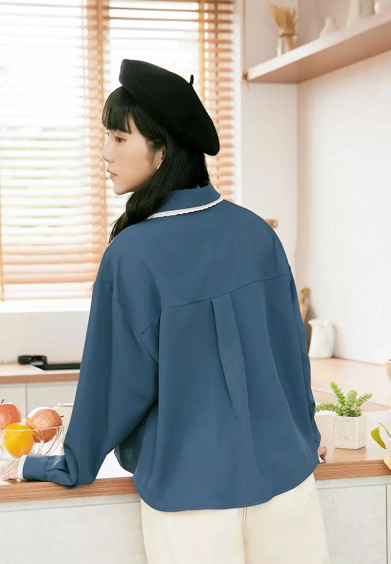 Two-Way Lace Trimmed Blouse [AB19796]