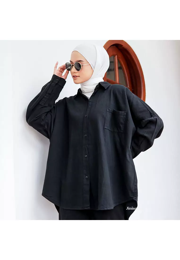 Kemeja Oversize Shirt Jet Black HYPER ACTIVE