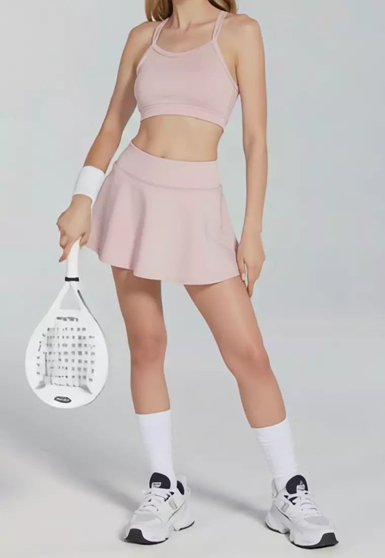 LB127 Rok Padel Tenis Wanita Legging inside Skort ada Kantong TdBolt pastel pink