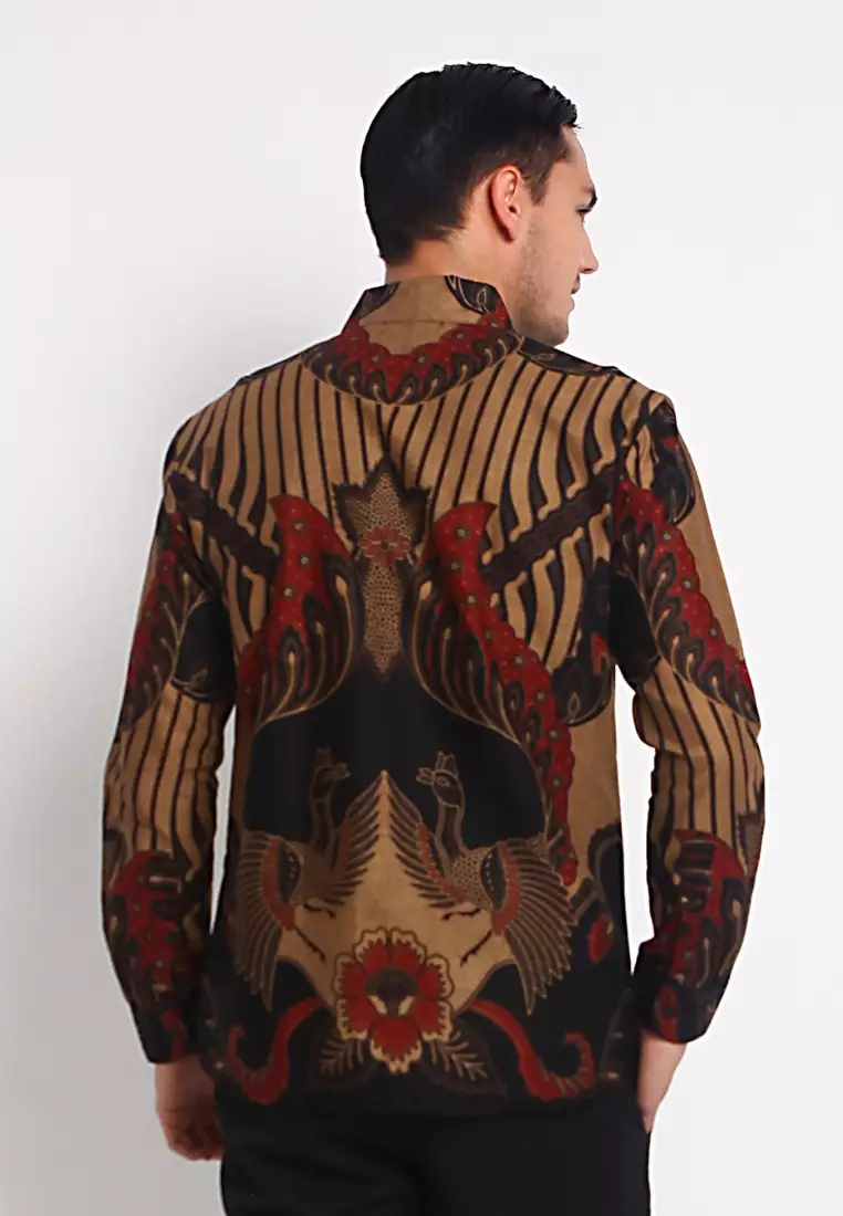 Kemeja Batik Pria Premium Slimfit Elegant Modern Lengan Panjang Baladewa Maron