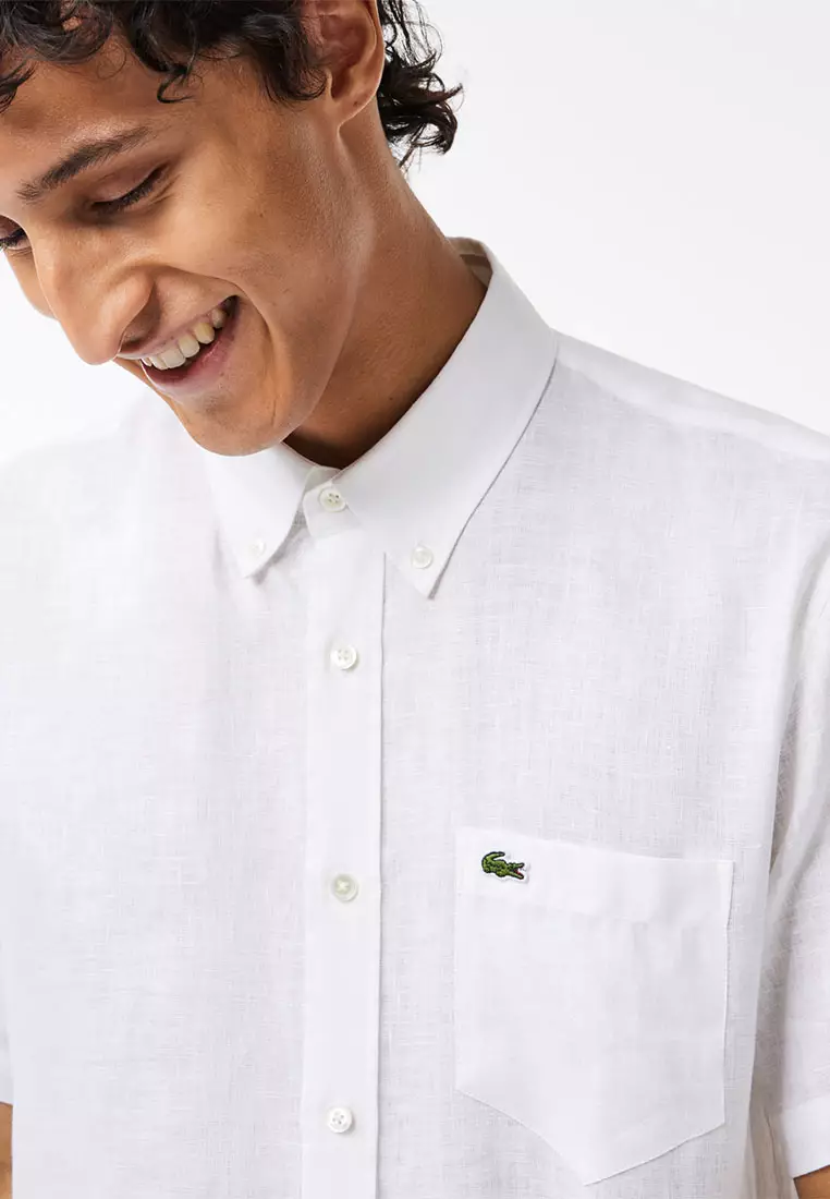 Buy Lacoste Men's Short Sleeve Linen Shirt 2025 Online ZALORA