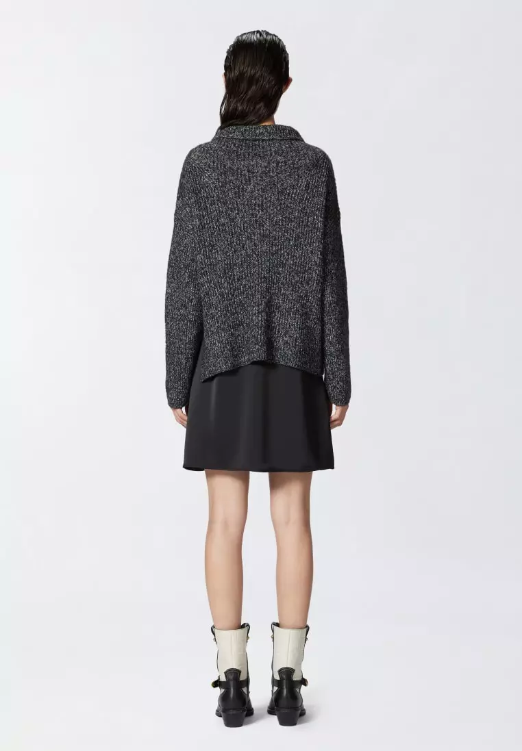 Dual-fabric dress with alpaca-blend sweater