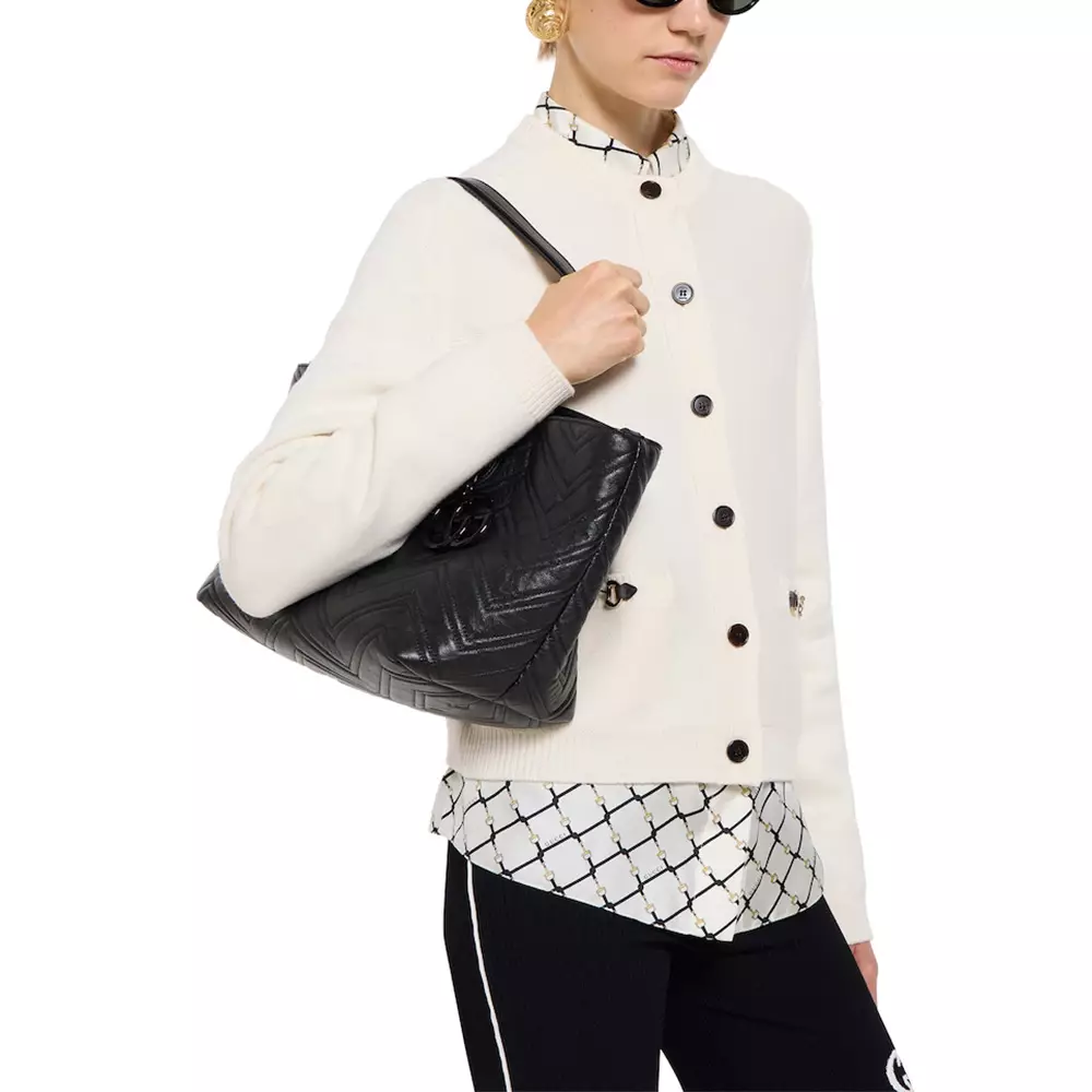 GG Marmont Medium Tote Bag Black