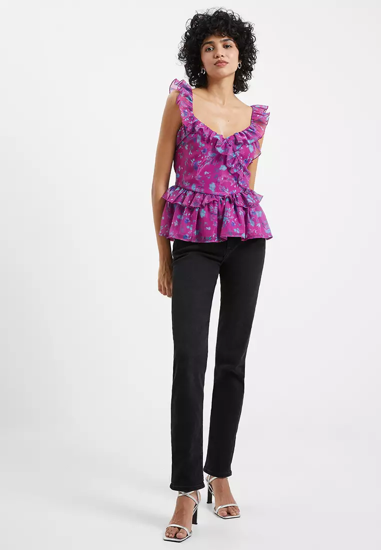 ADEN BAI LUREX FRILL CAMI TOP