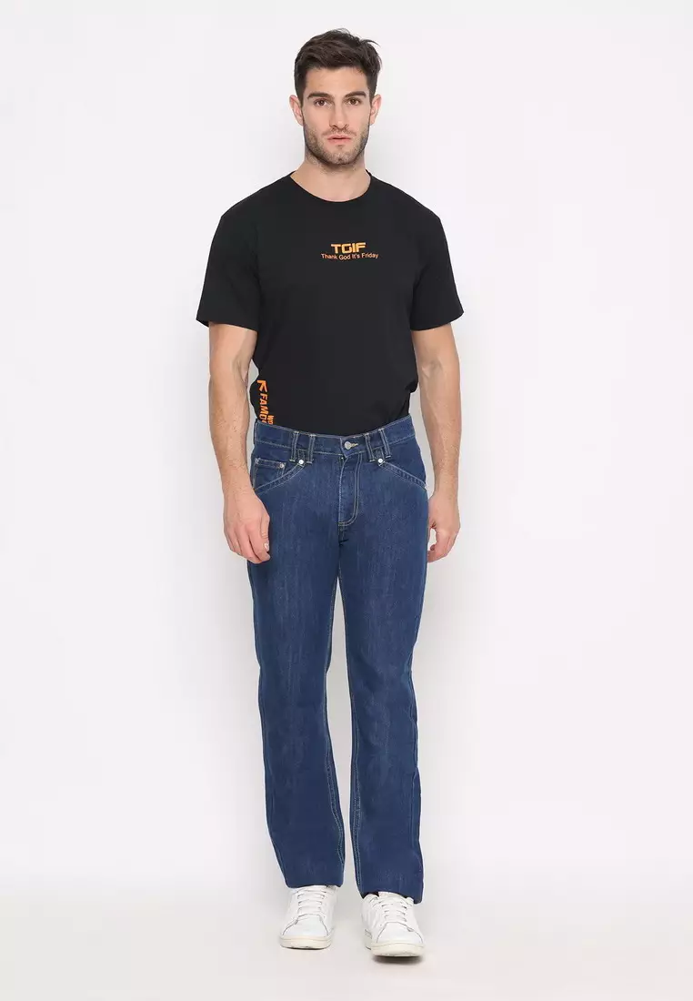 POLICE Celana Jeans Panjang V Pocket Dark Pria