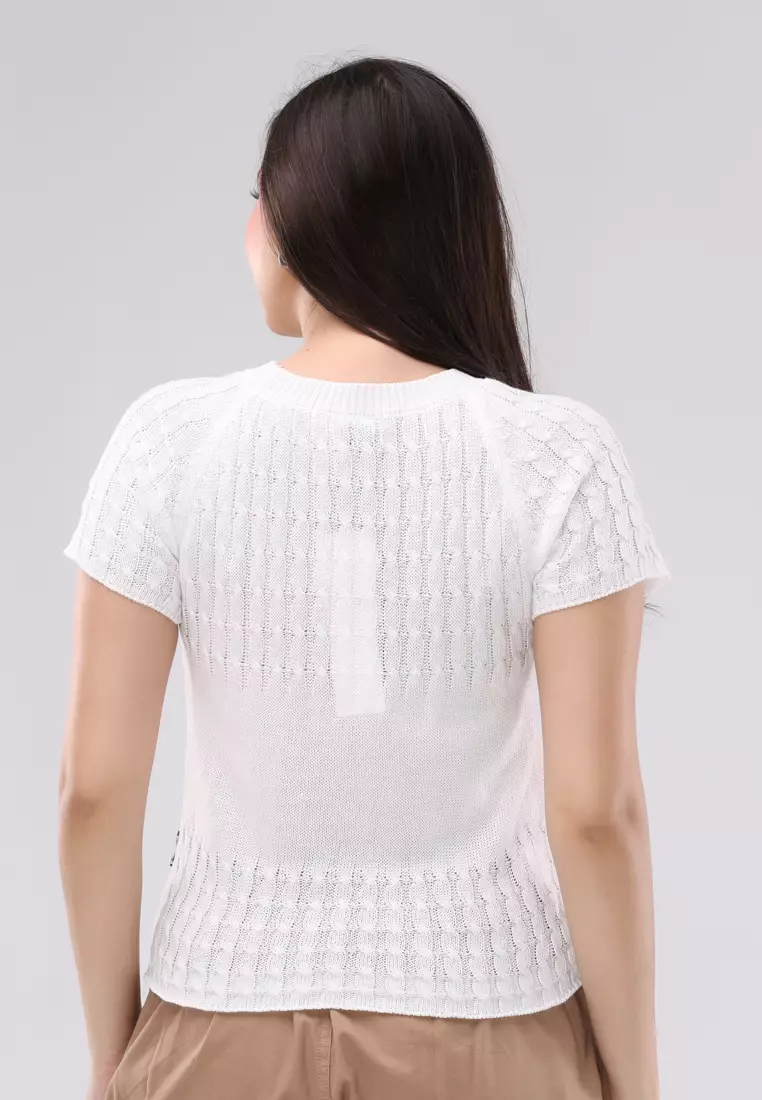 Knitted Cord Fabric Short Sleeves Top