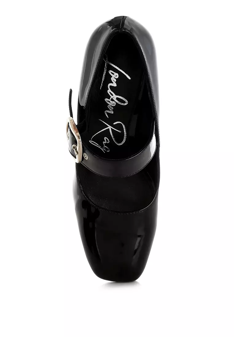 Block Heel Mary Jane Sandals in Black