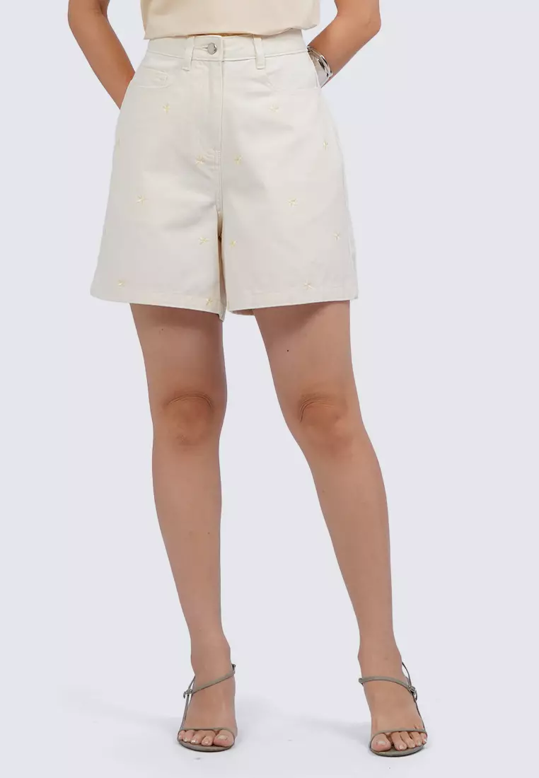 Embroidered Short Pants COCONUT MILK