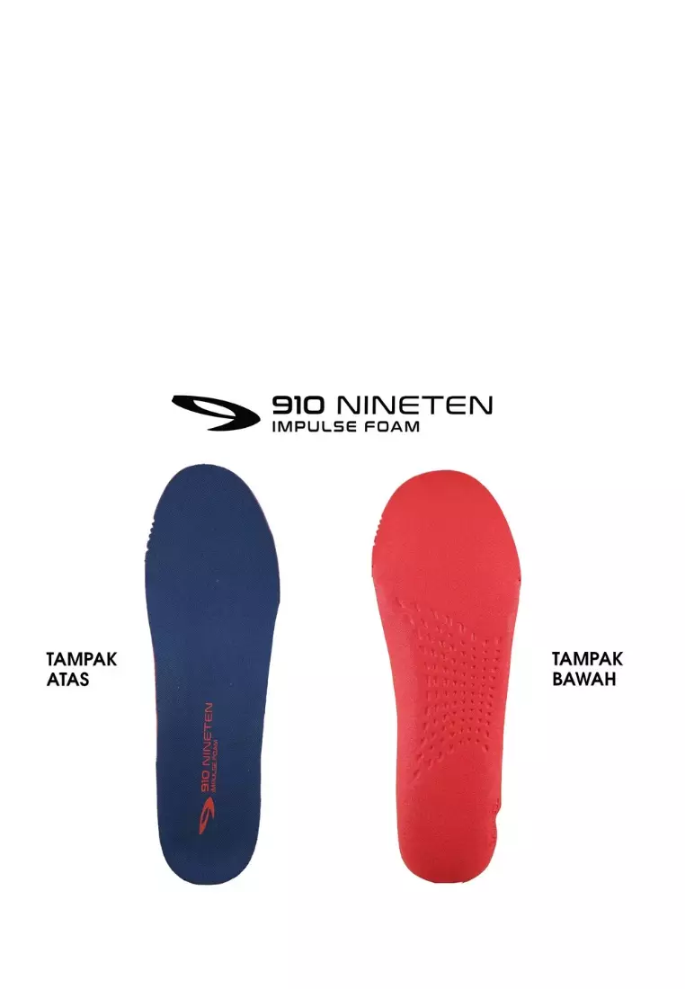 910 Nineten Kishi-Run Active Sepatu Lari - Biru-Navy/Jingga