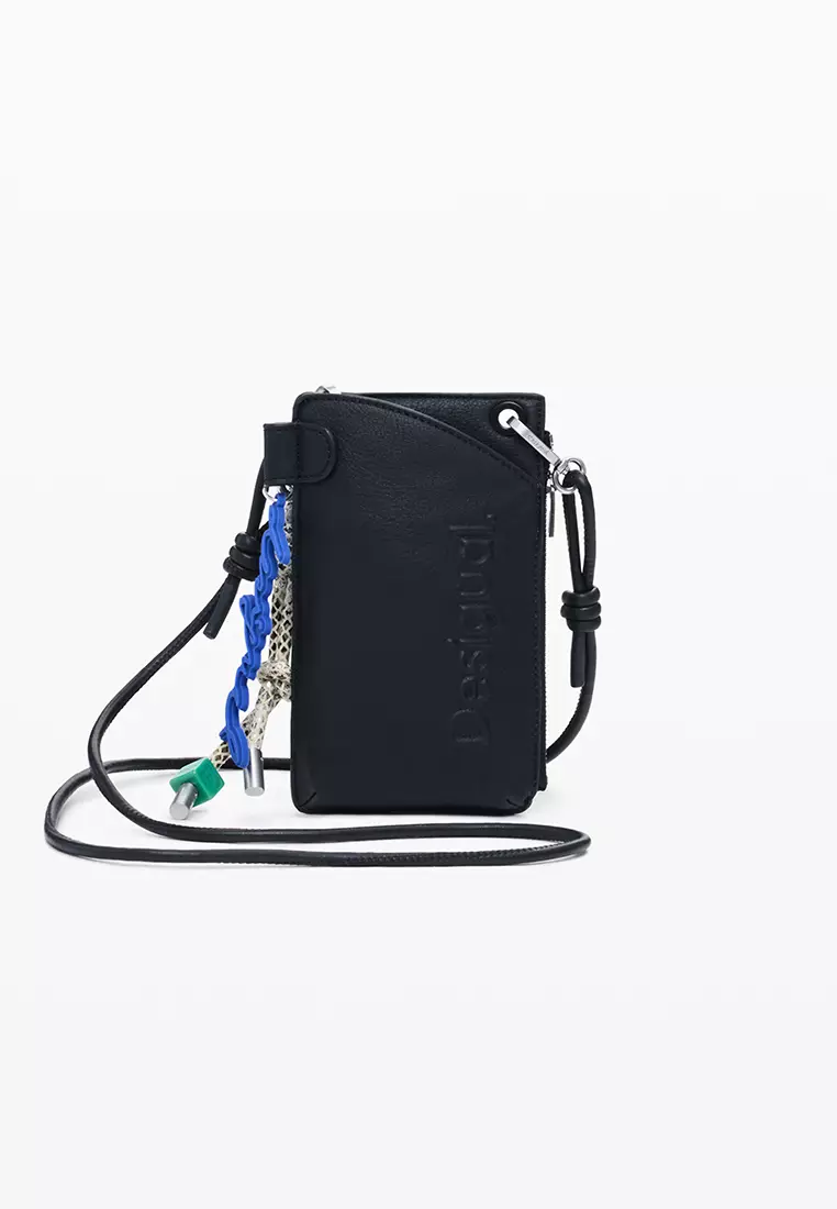 Mobile holder leather-effect logo