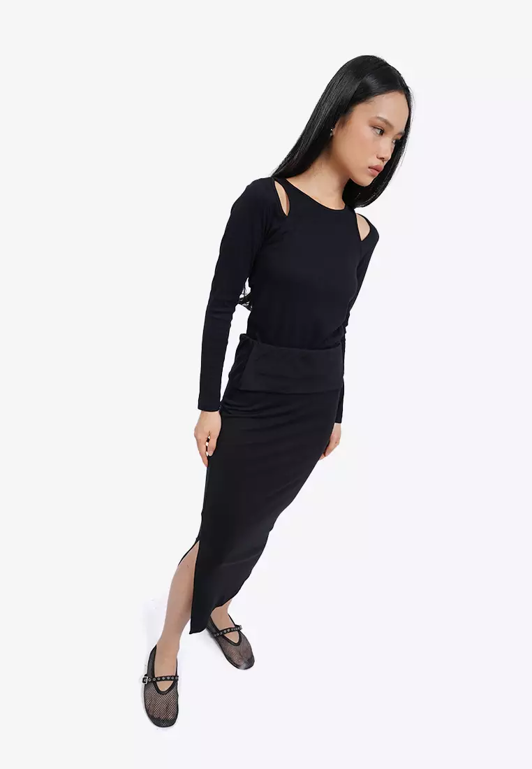 Fold Over Midi Skirt