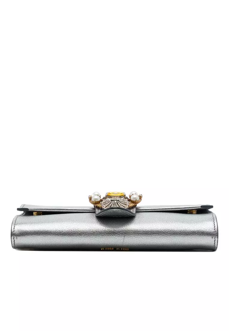 Pre-Loved Miu Miu Metallic Goatskin Madras Crystal Embellished Crossbody