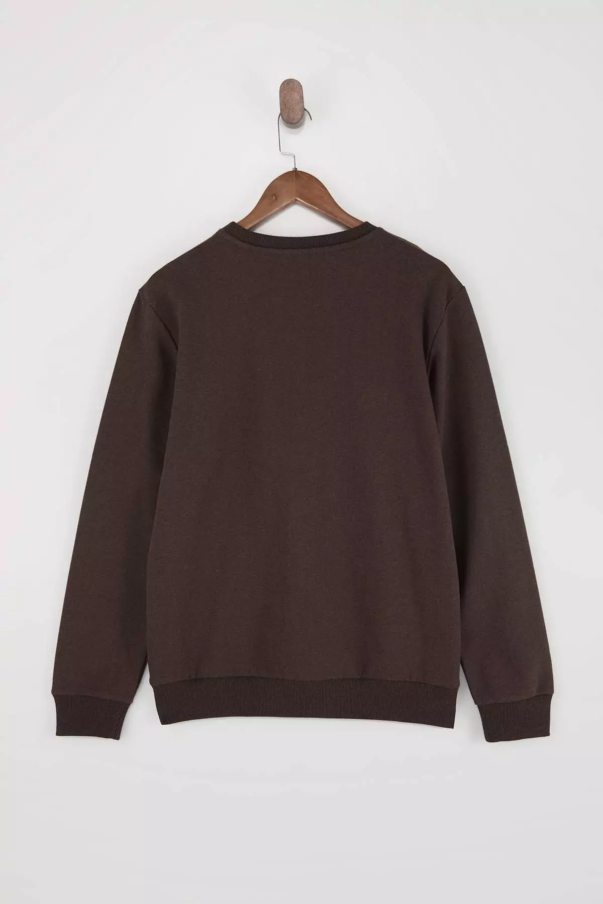 Dark Brown Regular/Normal Cut Inner Fleece/Warm Sweatshirt Tmnaw21Sw1208