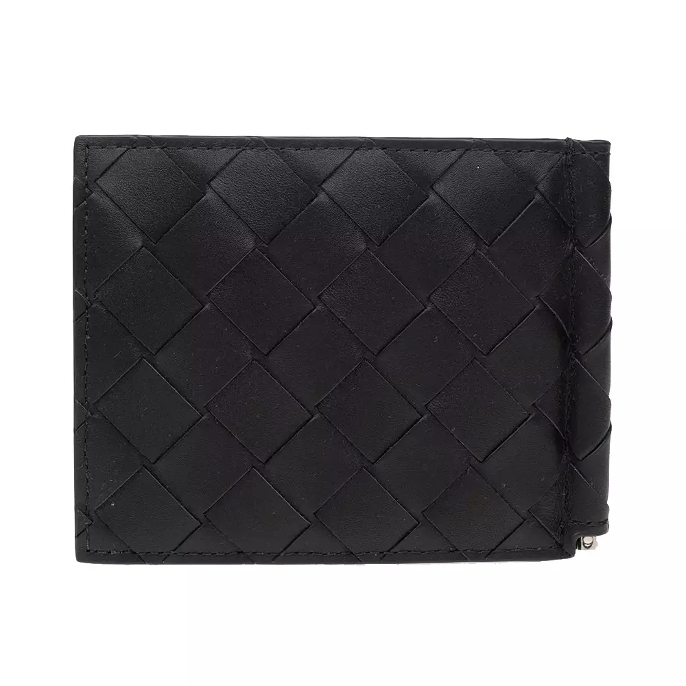 Card Holder with Money Clip Leather Black