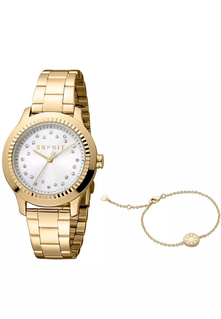 Esprit Joyce Set Gold Stainless Steel Analog Quartz Watch For Women EES1L351M0085