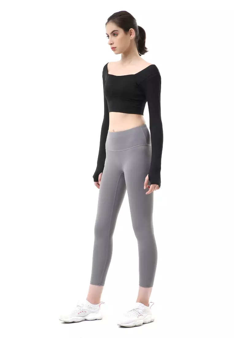 Mikayla One Set Pakaian Olahraga Wanita Atasan & Celana Panjang Kombinasi Warna Material Polyester ORIGINAL - Black Gray