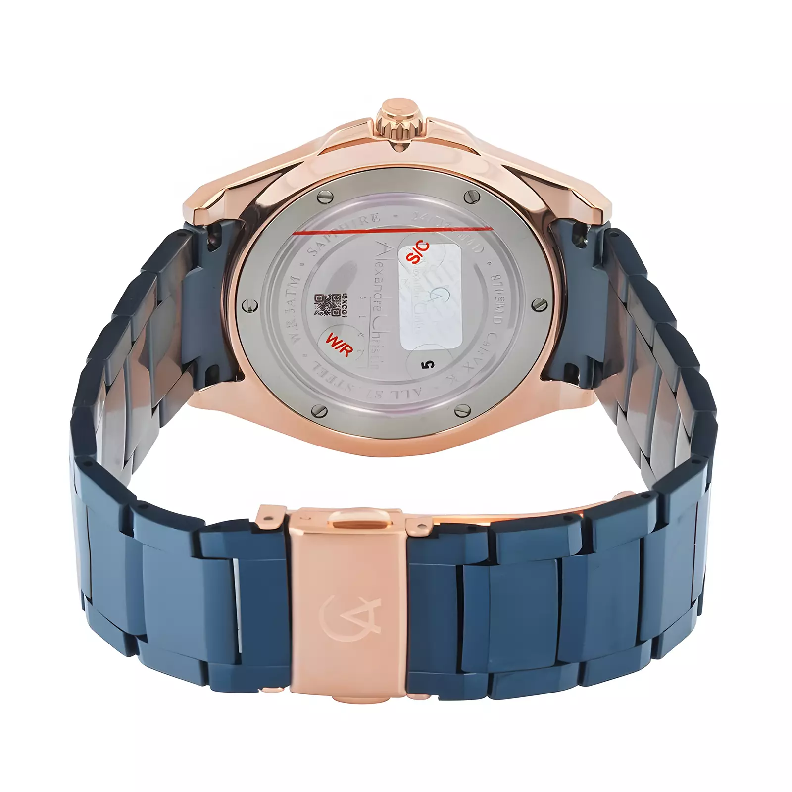 Alexandre Christie Sapphire Glass - Jam Tangan Analog Pria - Rose Gold Blue - Stainless Steel - 8705 MDBURBU