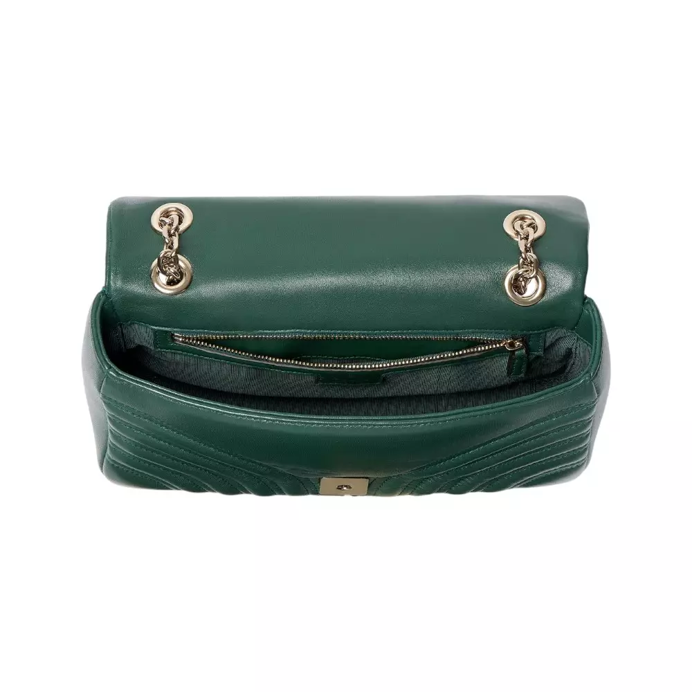 GG Marmont Medium Back Pocket Shoulder Bag Green Ghw