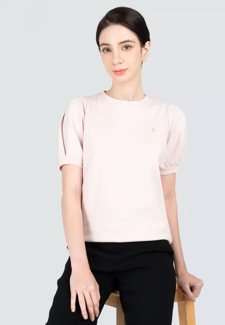 Polo Haus - Women’s Puffy Sleeve Round Neck Knitted Top WBKT001