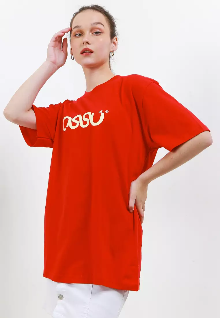 Ossu T-Shirt Oversize Ossu Logo Basic Red Cotton Combed
