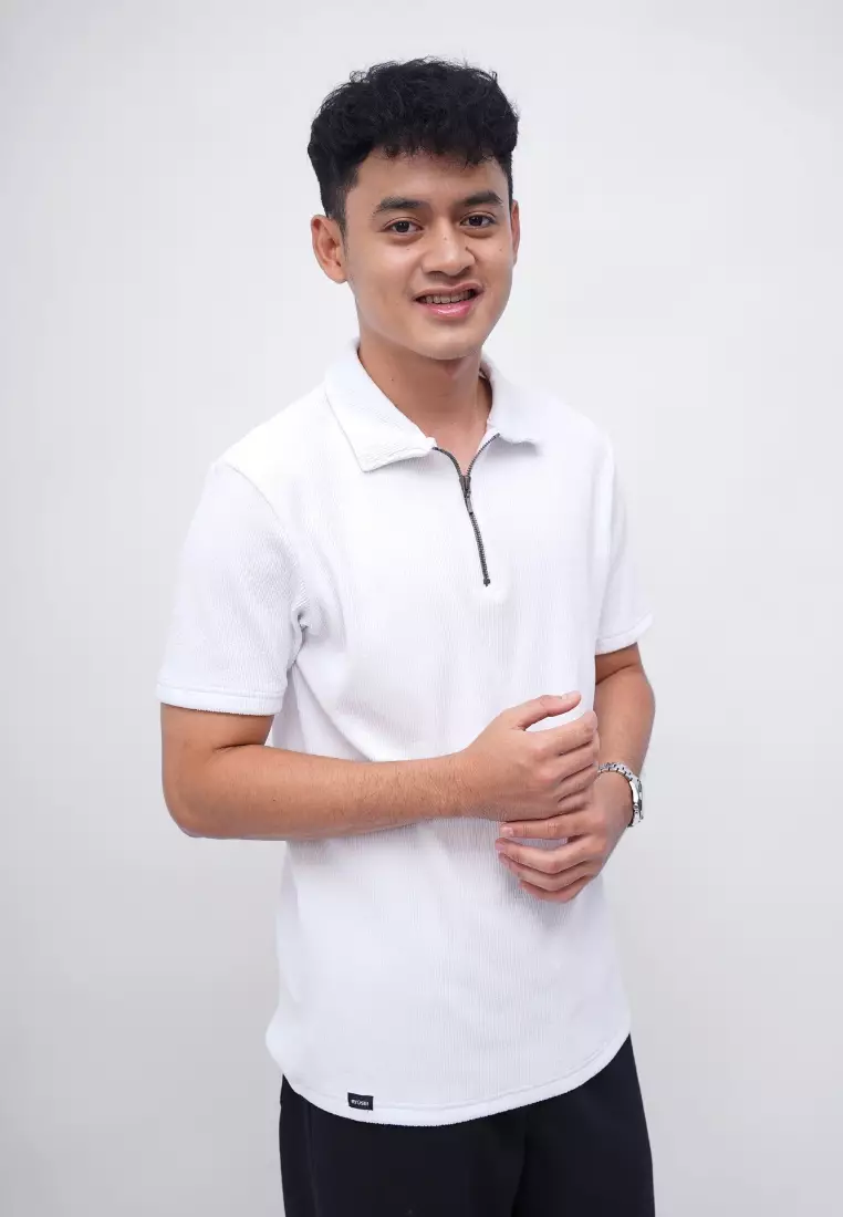 Ryusei Polo Pria SHIN Fit Basic White | Polo dengan Tekstur Unik