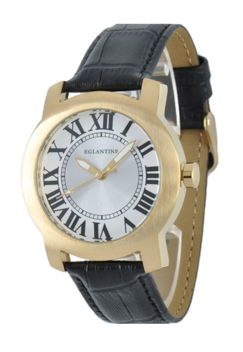 EGLANTINE 金色 EGLANTINE® Emile 黑色皮革錶帶上的中性鍍金鋼石英手錶 BFC5EAC5DFA07EGS_1