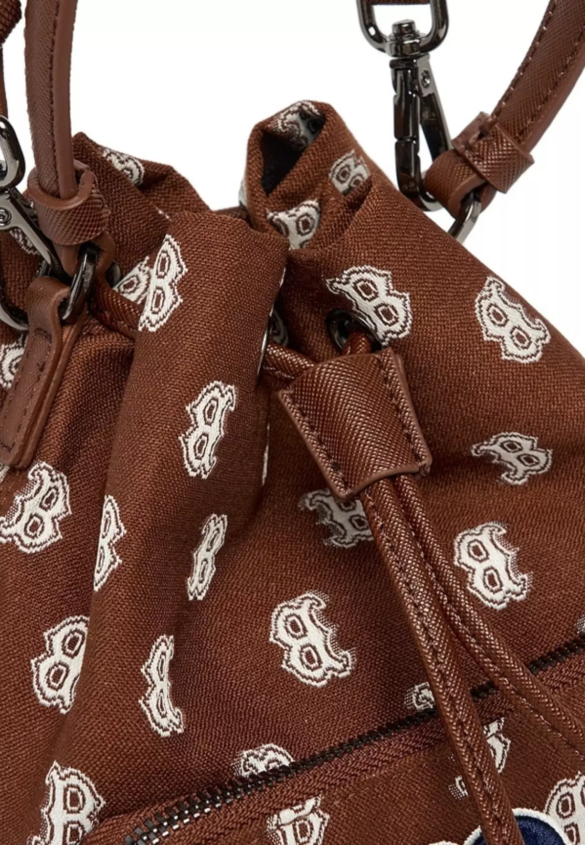 Jual MLB Korea Monogram Bucket Bag Boston Red Sox - Brown