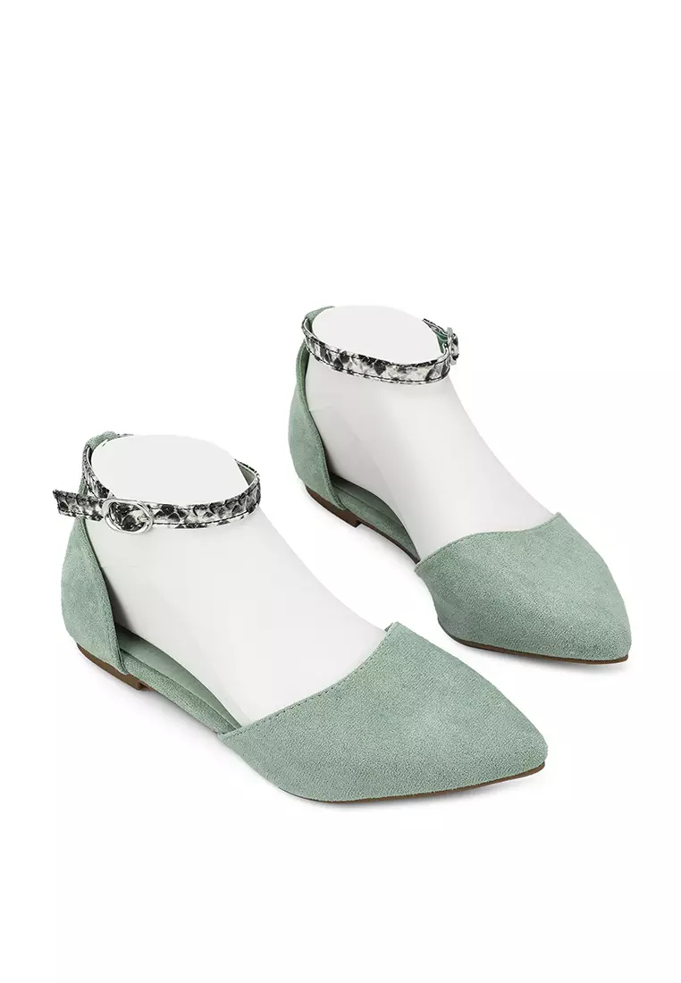 Grey ankle strap outlet flats