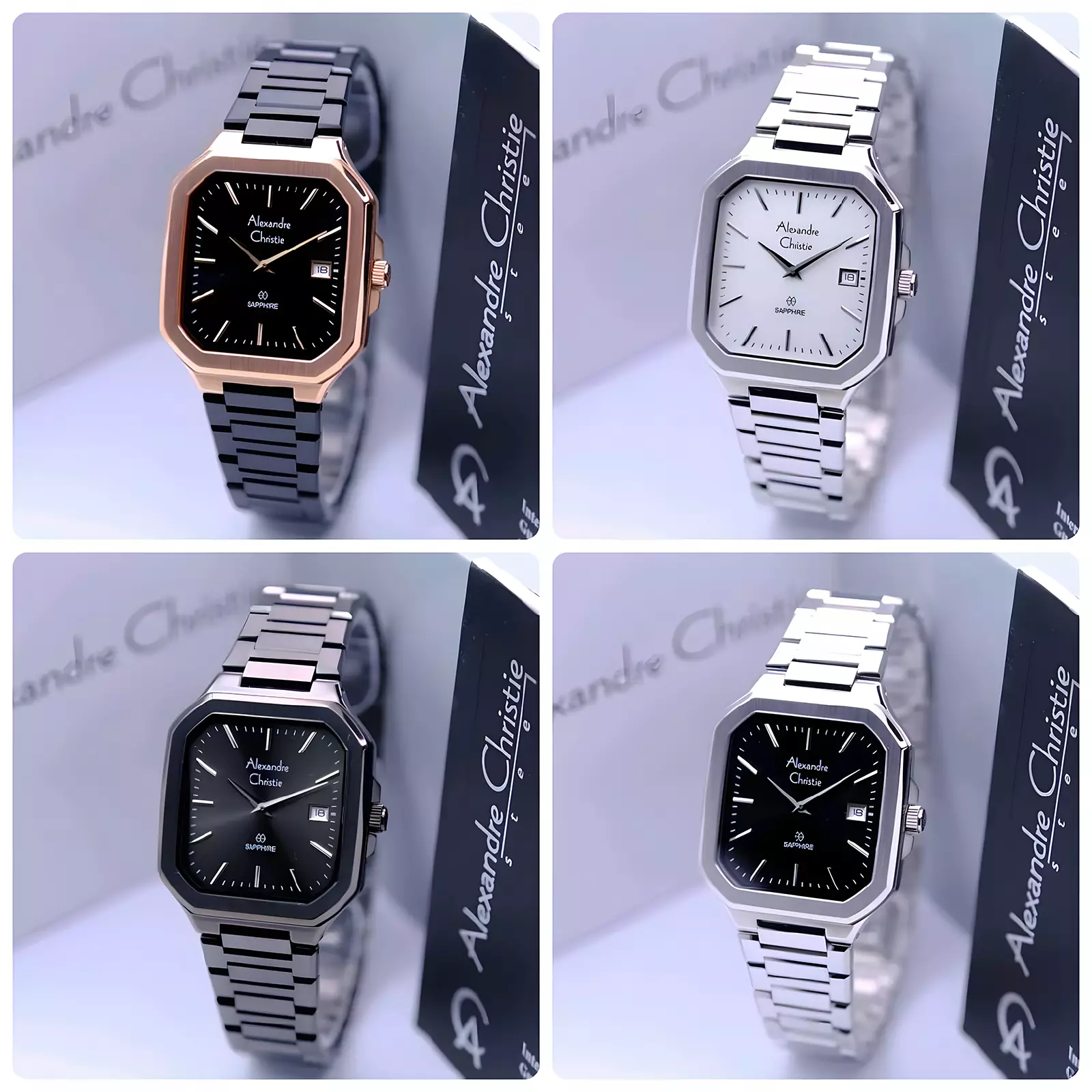 Alexandre Christie Sapphire Glass - Jam Tangan Analog Pria - Silver - All Stainless Steel - 8711 MDBSSSLSG