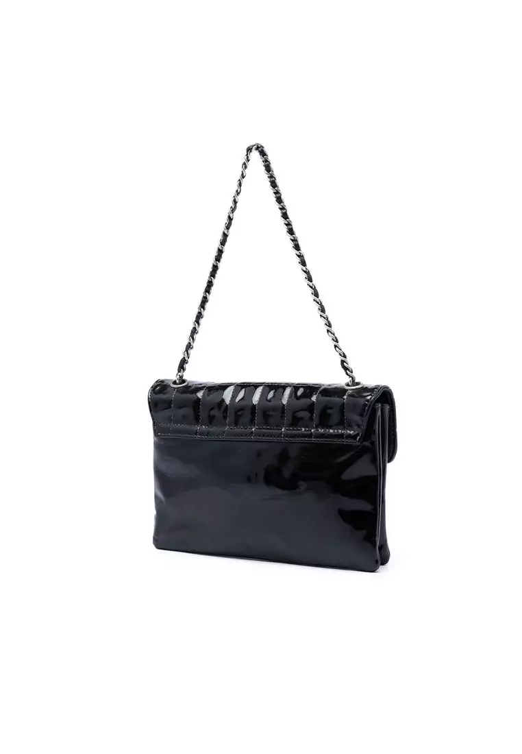 Pre-Loved Chanel Chocolate Bar Patent Digital Flap