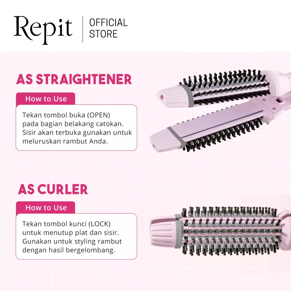 Repit Catokan Sisir / Magic Brush Iron 2in1 Titan 30mm