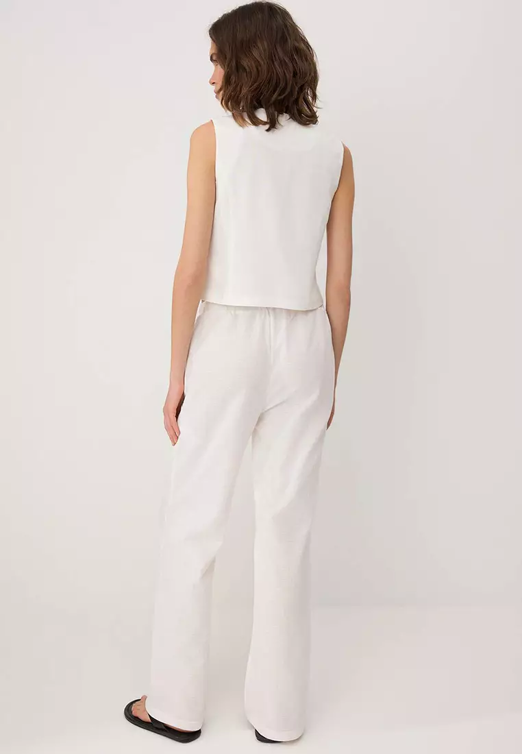 White Woven Top & Bottom Set Twoss25Au34