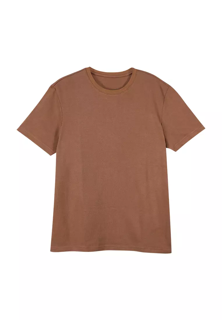 Buy POP Shop Men s Basic Round Neck T Shirt Textured Fabric
