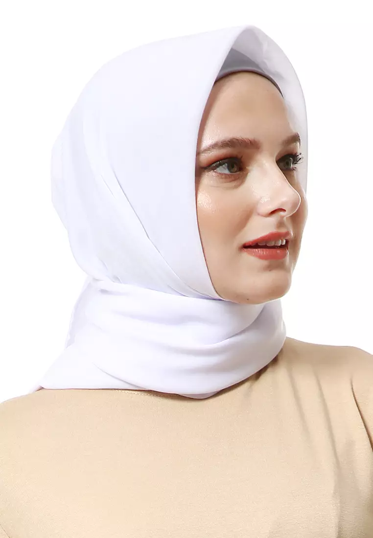 Vierra Jilbab Segiempat Paris Polos Premium Best Style - Putih