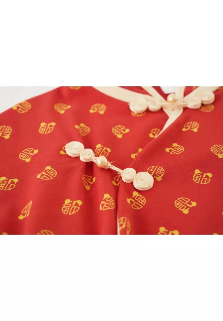 Blessing and Joy Family Set with Lucky Fu Characters Baby Kids Girl Cheongsam Dress 0830