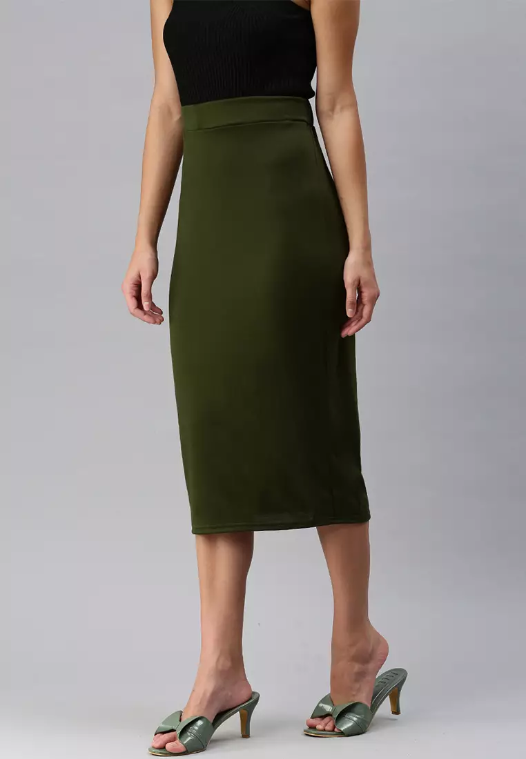 Olive green outlet pencil dress