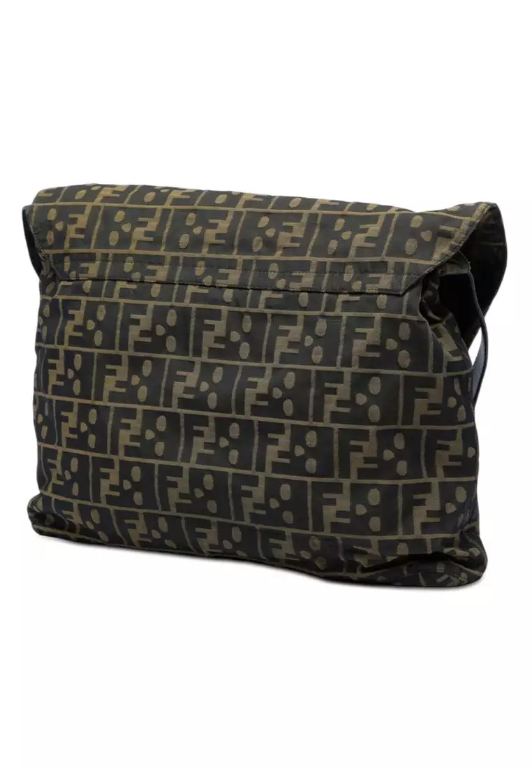 Pre-Loved Fendi Zucca Canvas Skull Messenger Bag