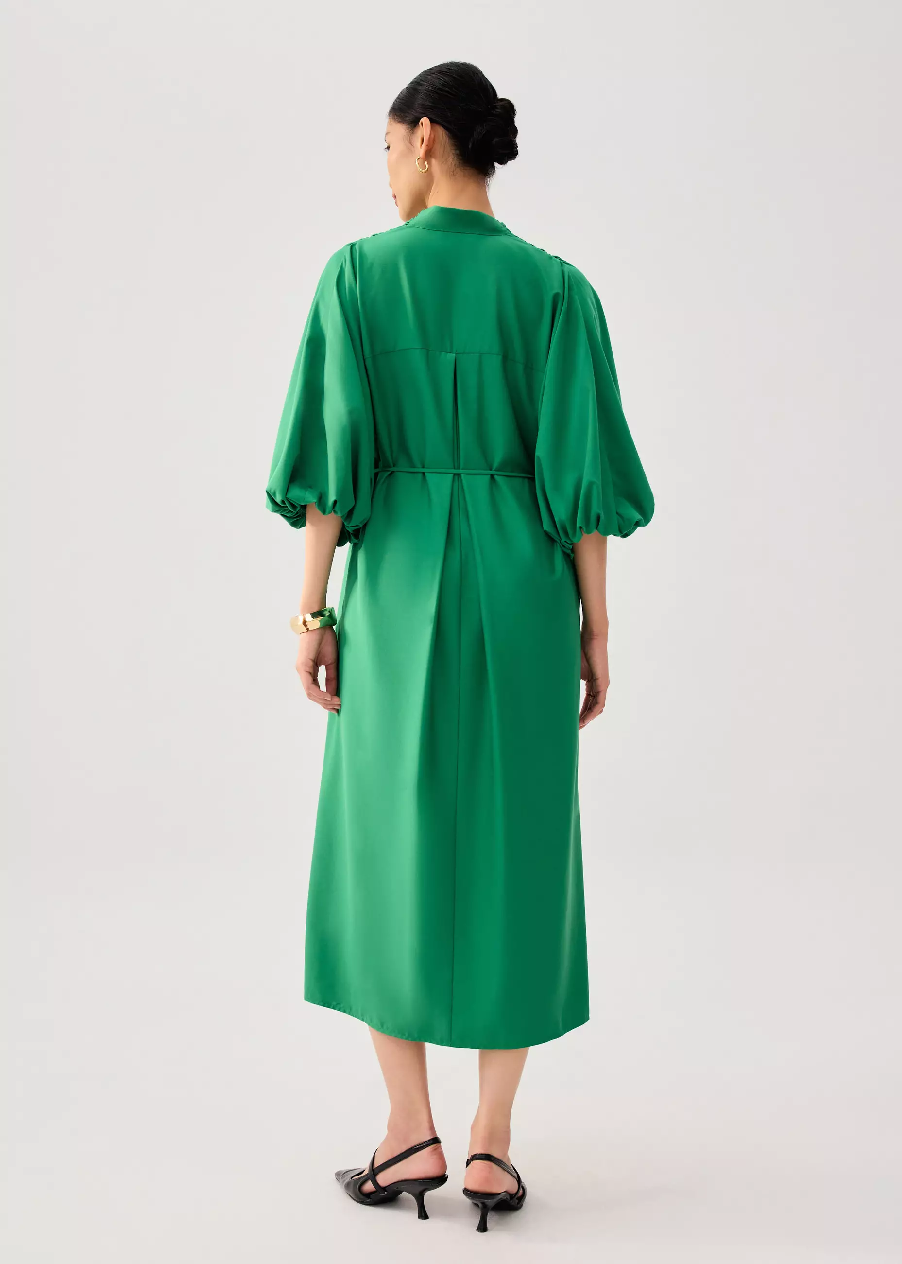 love bonito green dress Jual Love, Wanita - Detachable Sash Tie Puff Sleeve Cocoon Midaxi Dress Original 2026 size-2x