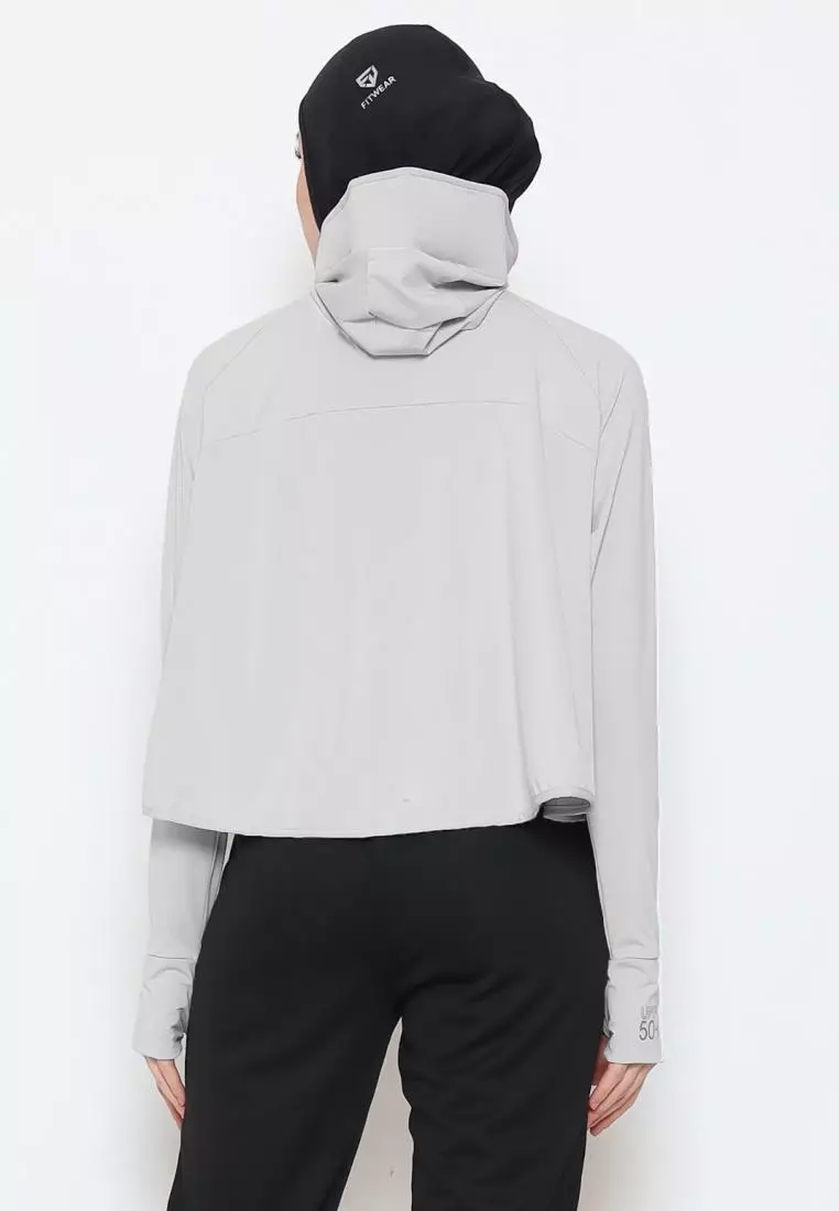 Fitwear - Jaket K-Style Anti UV Olahraga Wanita RIHANNA UPF 50++ CROP - SILVER
