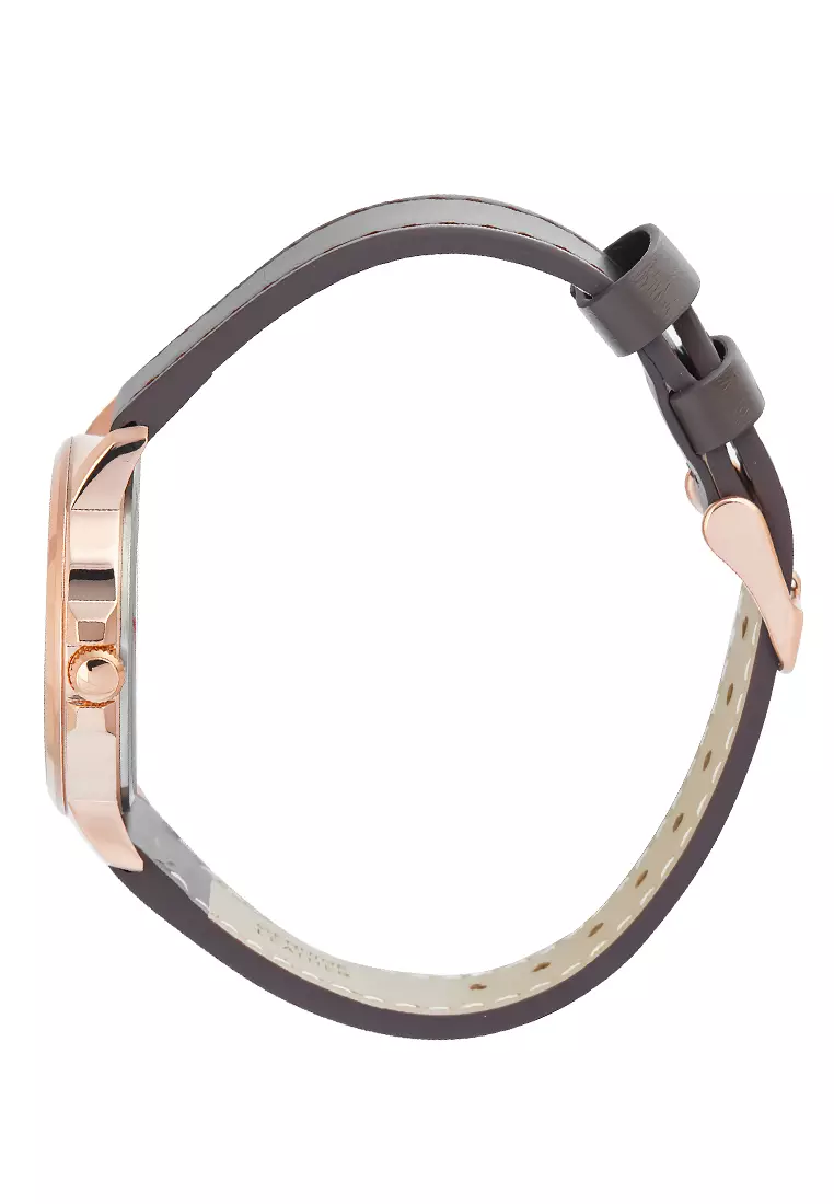 Alexandre Christie Primo Steel - Jam Tangan Analog Wanita - Rosegold Case Brown Leather Strap - 1032 LDLRGLN