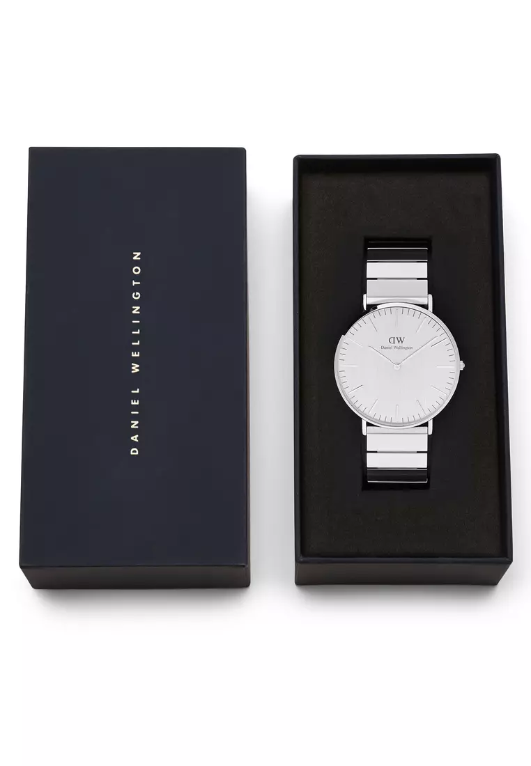 Classic 40mm Sterling Piano Silver Brushed Silver - Men Watch stainless steel watch DW Official Authentic Original