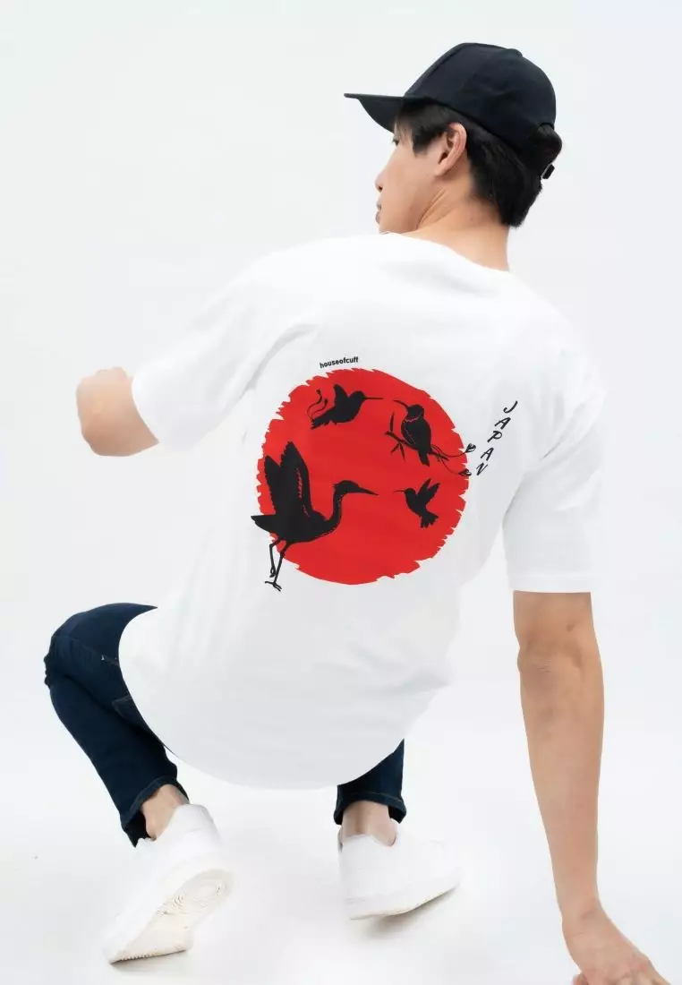 Houseofcuff T-shirt Kaos Putih Motif Burung Japan Tersedia Size S-4XL